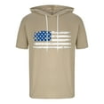 thumbnail image 6 of DDAPJ pyju Mens Fashion Athletic Hoodies American Flag Printed Short Sleeve Hooded T-shirts Independence Day Casual Streetwear Tops Khaki XXL, 6 of 8