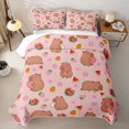 thumbnail image 2 of Manfei Lovely Capybara Quilt King,Sweet Strawberries King Coverlet Set,Pink,3-Piece, 2 of 7