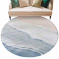 thumbnail image 2 of Blue Gradient Round Living Room Rugs 8 ft, Sea Waves Sandy Beach Coastal Scenery Washable Large Area Rug with Non-Slip Sturdy Edge Binding Round Carpet for Dining Room Kitchen Office, 2 of 9