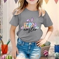 thumbnail image 2 of GDREDA Vêtements pour Filles, T-Shirt Graphique Mignon de Pâques, Col Rond, Manches Courtes, Été, Décontracté, Gris, 1-2 Ans, 2 of 4