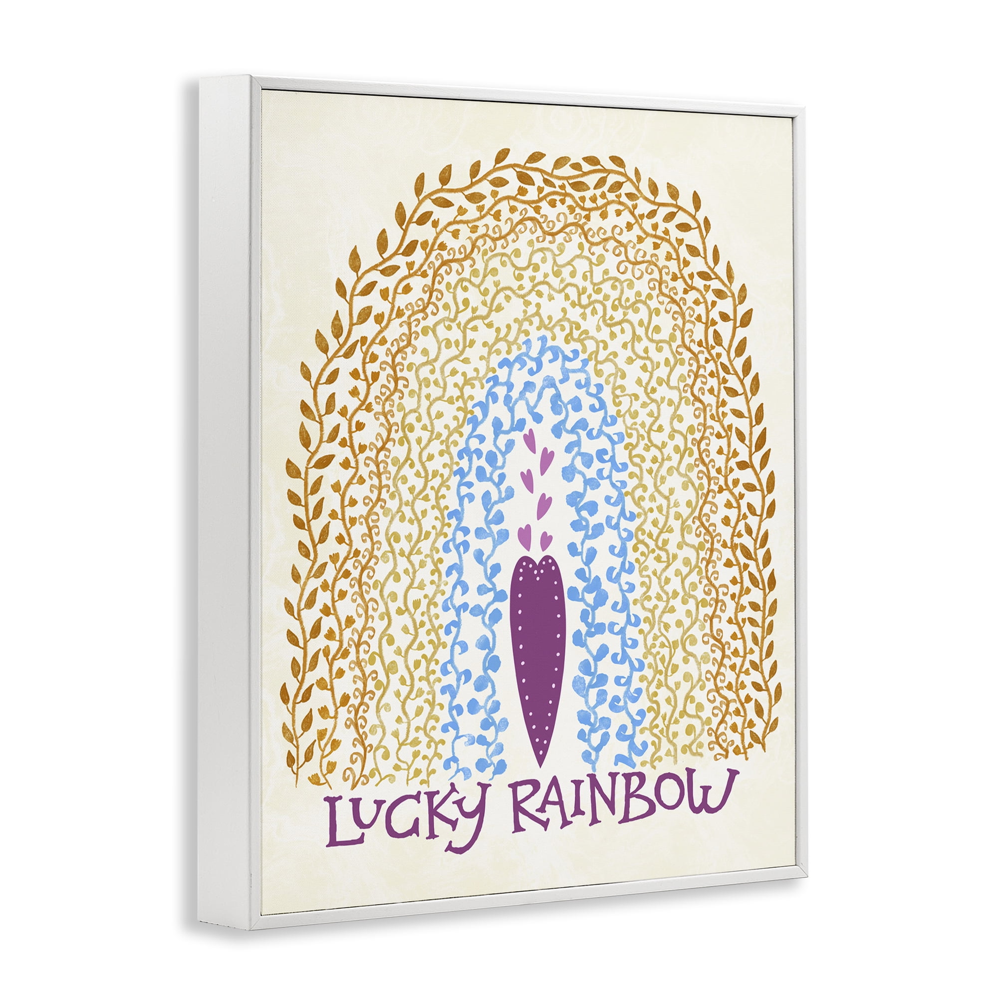 Stupell Industries Boho Lucky Rainbow White Framed Giclee Art, design by Connie Summers