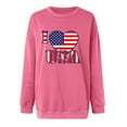 thumbnail image 3 of Women's USA Flag Print Crewneck Oversized Sweatshirt Long Sleeve Sweater Cropped Loose Jumper Pullover Tops S-3XL (Large, Hot Pink 05), 3 of 4