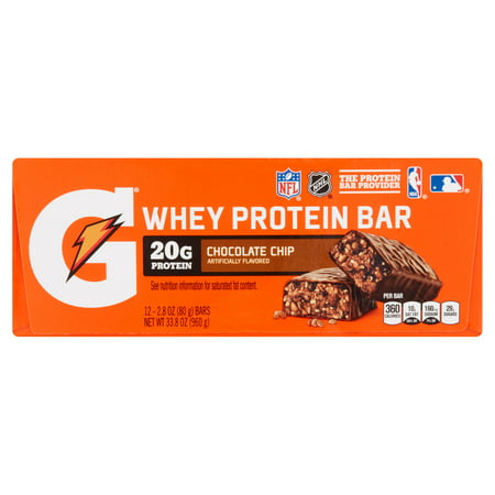 Gatorade G Chocolate Chip Whey Protein Bar, 2,8 oz, paquet de 12
