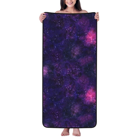 Cotton Bath Towels for Bathroom - starry sky purple darkblue Microfiber Quick Dry Towels for Body Bath Sheets, Personalized Beach Towel, Soft Shower Towels for Travel Home Beach 27*55in