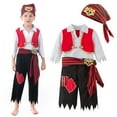 thumbnail image 2 of Toddler kids Outfit Sets Pirate Captain Role Playing Suit with Sleeveless Tops Pants headscarf belt set kids boys girls Holiday Party Outfit Sets,4 piece, 2 of 8