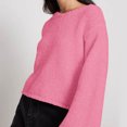 thumbnail image 4 of qucoqpe Womens Long Sleeve Solid Color Crewneck Sexy Backless Tie Knit Sweater Casual Loose Fit Pullover Top, 4 of 5