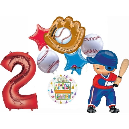 Baseball Player 2nd Birthday Party Supplies Balloon Bouquet Decorations