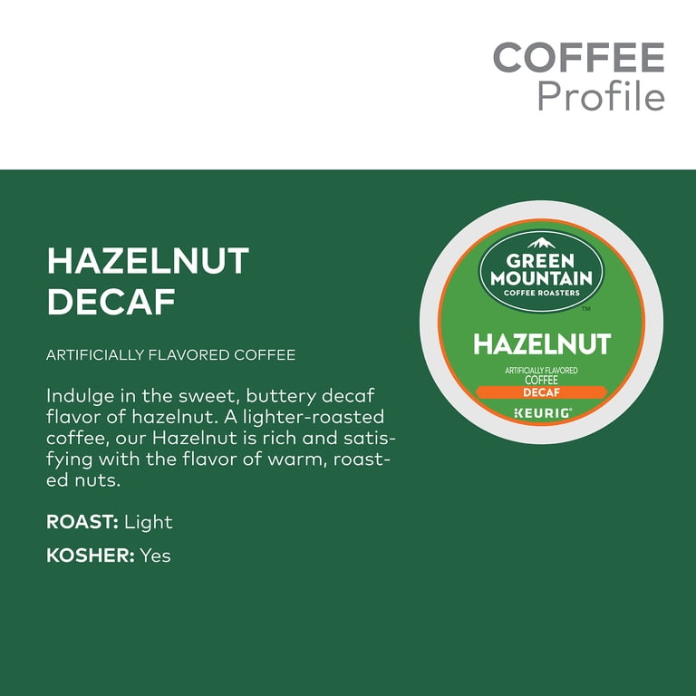 Green Mountain Coffee Hazelnut Decaf K-Cup 48ct, Light Roast