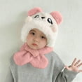 thumbnail image 5 of Sunvit-Panties Kids Panda 2-in-1 Warm Winter Hat with Scarf, Unisex Pink for Kidss 1-6 Years, Plush Nylon Spandex Cold Weather Accessory with Ear Flaps,Size 1 T, 5 of 7