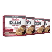 SlimFast Keto Meal Replacement Bar, Whipped Peanut Butter Chocolate, 5 Count Box, Pack of 4
