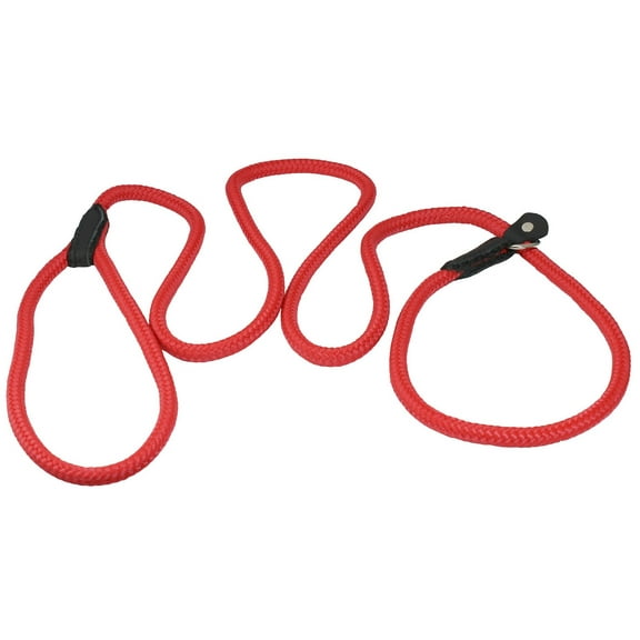 Dogs My Love Nylon Rope Slip Dog Lead Adjustable Collar and Leash 6ft Long (Small: 1/4" (6mm), Red)