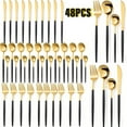 thumbnail image 1 of Silverware Set,48-Piece Stainless Steel Flatware Service for 12, Kitchen Accessories Utensils Tableware Cutlery Set,Dishwasher Safe, Glod, 1 of 7