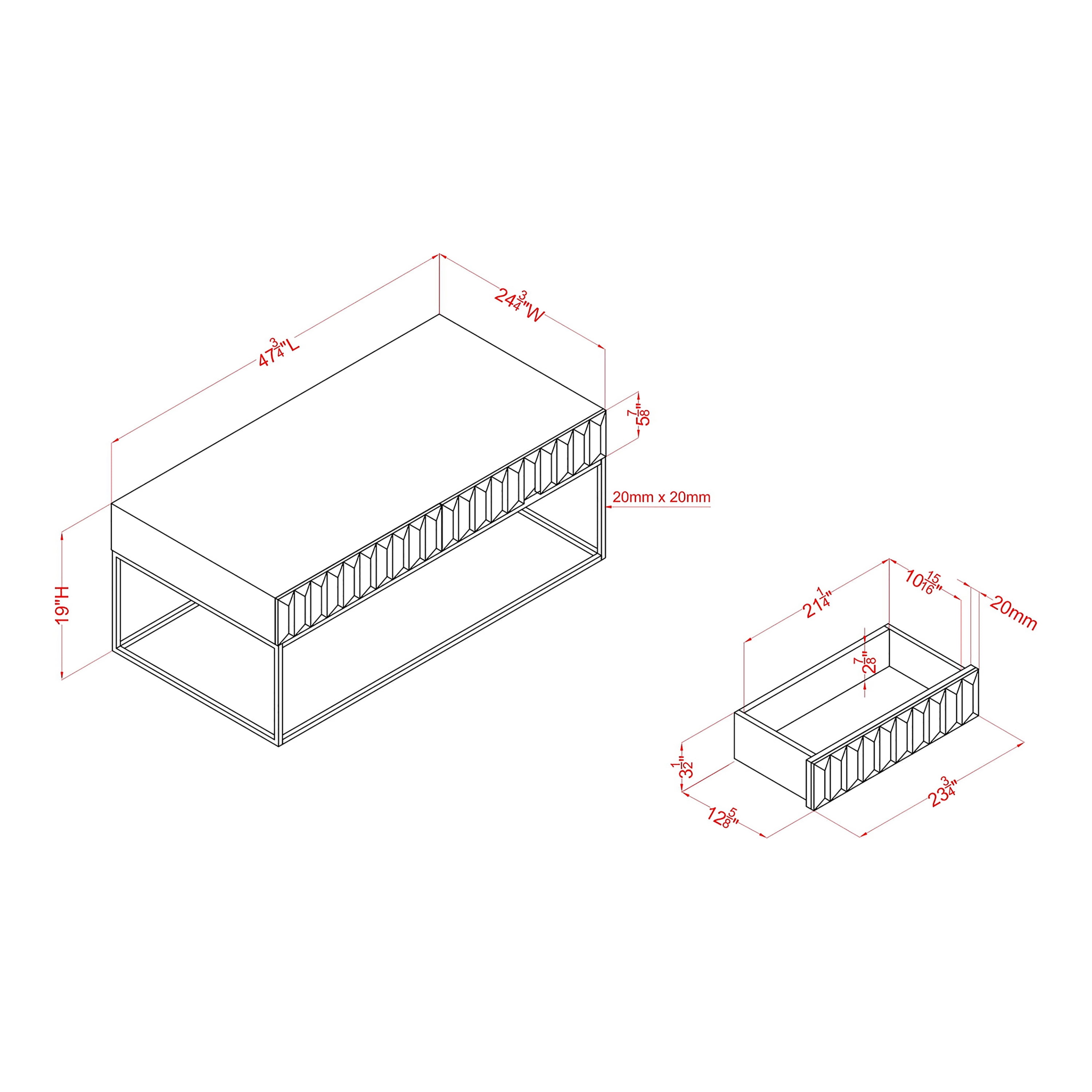 Furniture of America Vayne 2-Drawer Wood Walnut and Gold Coffee Table