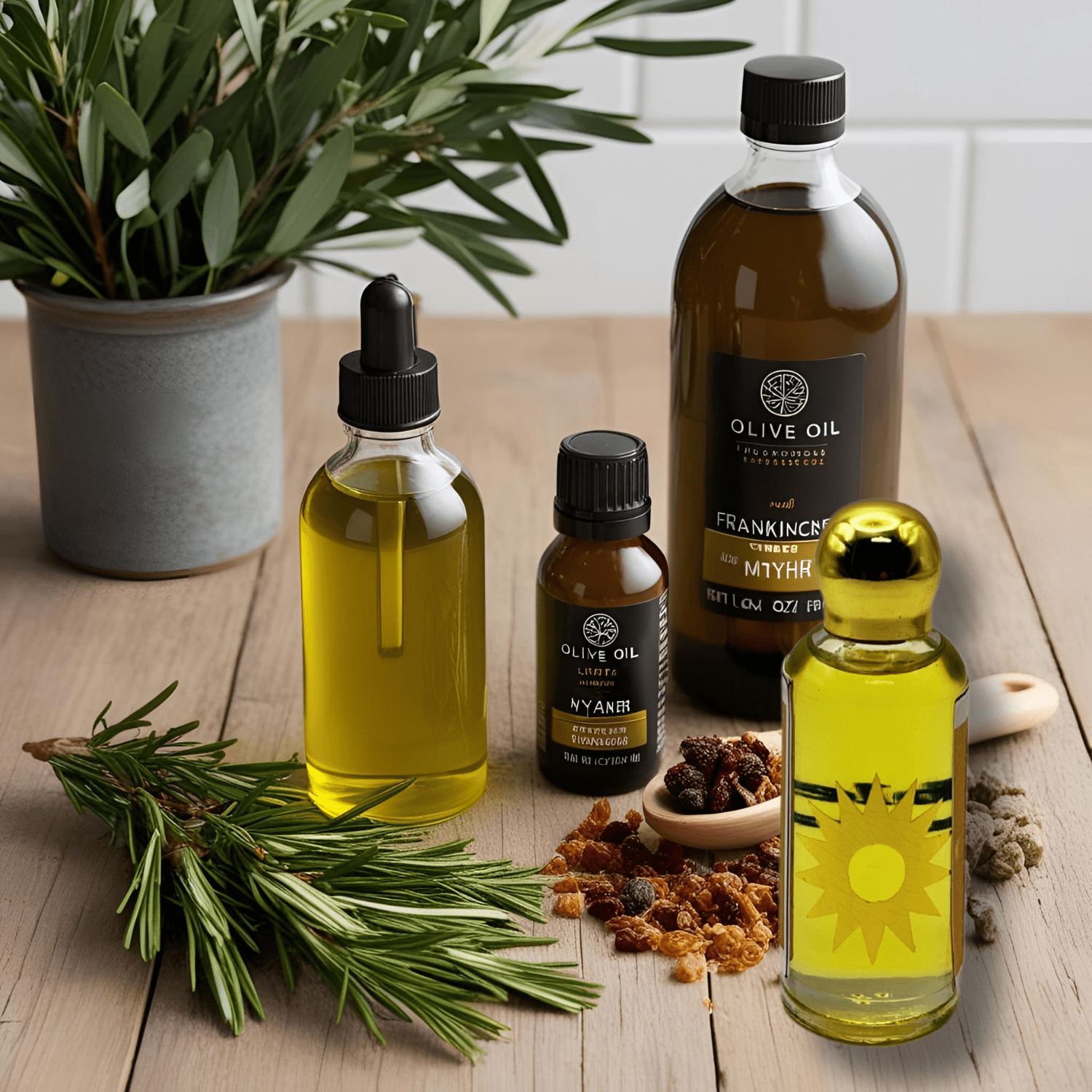 3 Arches USA Holy Land Anointing Oil Set - Frankincense & Myrrh, Rose of Sharon & Pomegranate - 0.6 fl.oz Each Bottle in Leather Case - Made in Bethlehem with Virgin Olive Oil