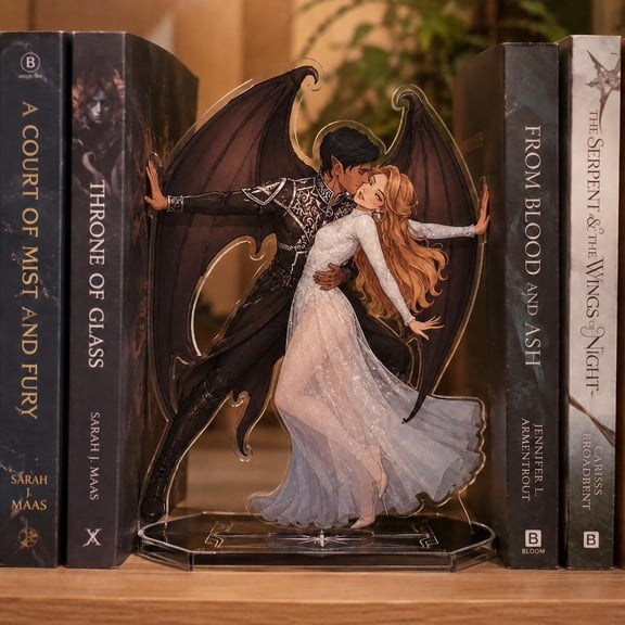 Rhysand and Feyre Acrylic Bookend Standee, ACOTAR Inspired Bookshelf Decor, Fantasy Romance Couple Display, Romantasy Reader Gift