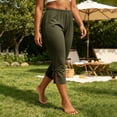 thumbnail image 6 of BUIGTTKLOP Plus Size Capri Pants for Women Elastic Waisted Stretcht Pull on Cropped Pants Side Split Soft Comfy Yoga Capris, 6 of 8