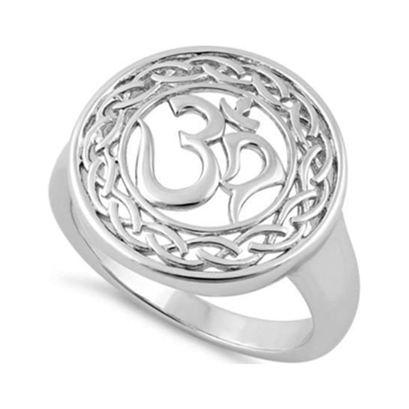 Mooneye 925 Sterling Silver Oxidized Platinum Plated Om Round Women Valentines Day Gifts Ring