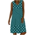 thumbnail image 3 of Feancey Boho Sundress for Women 2025 Casual Polka Dot Print Midi Dresses Summer Sleeveless V Neck Tank Dress Loose Flowy Beach Vacation Dresses Blue M, 3 of 7