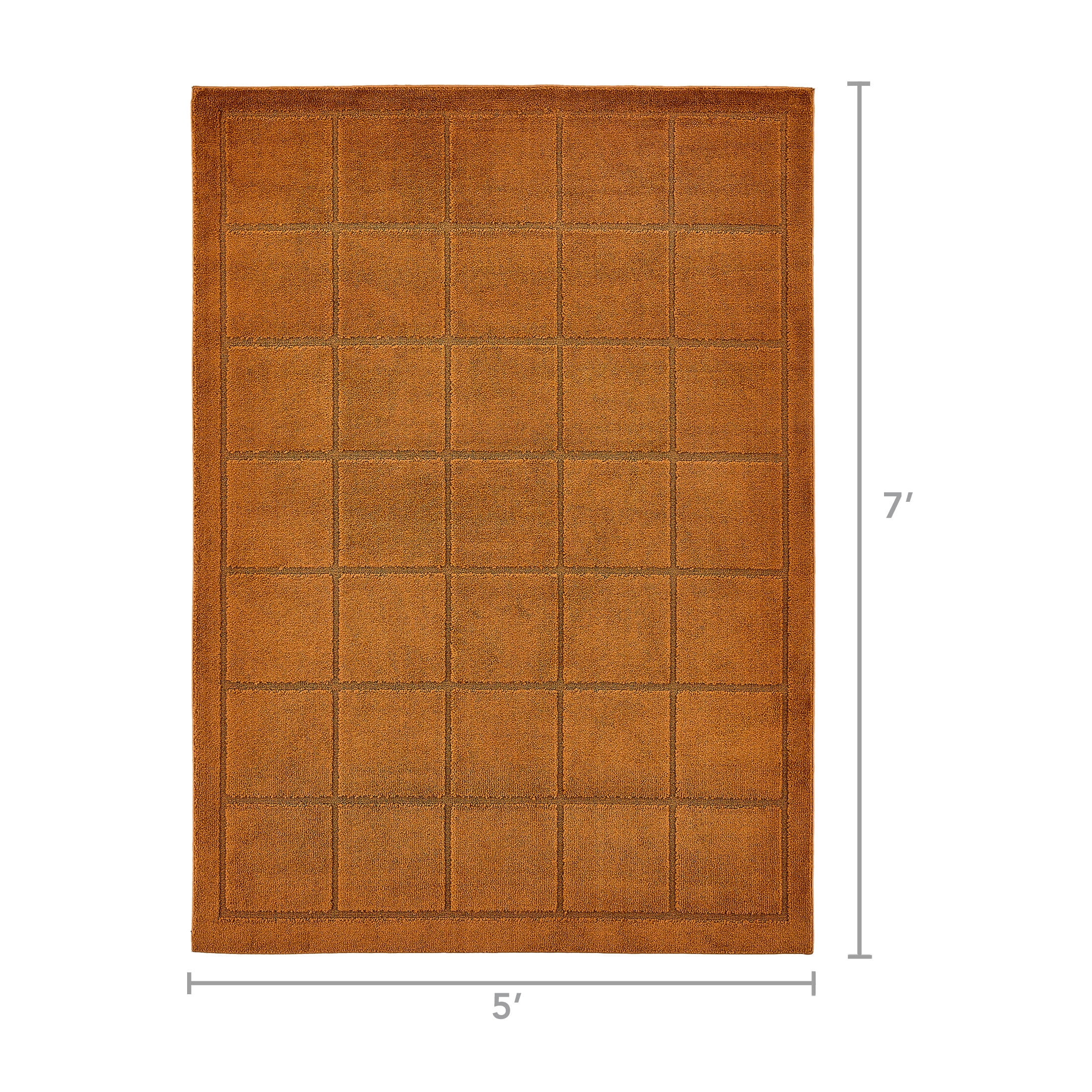 Mainstays Solid High Low Tufted Grid Brown Indoor Area Rug, 5' x 7'