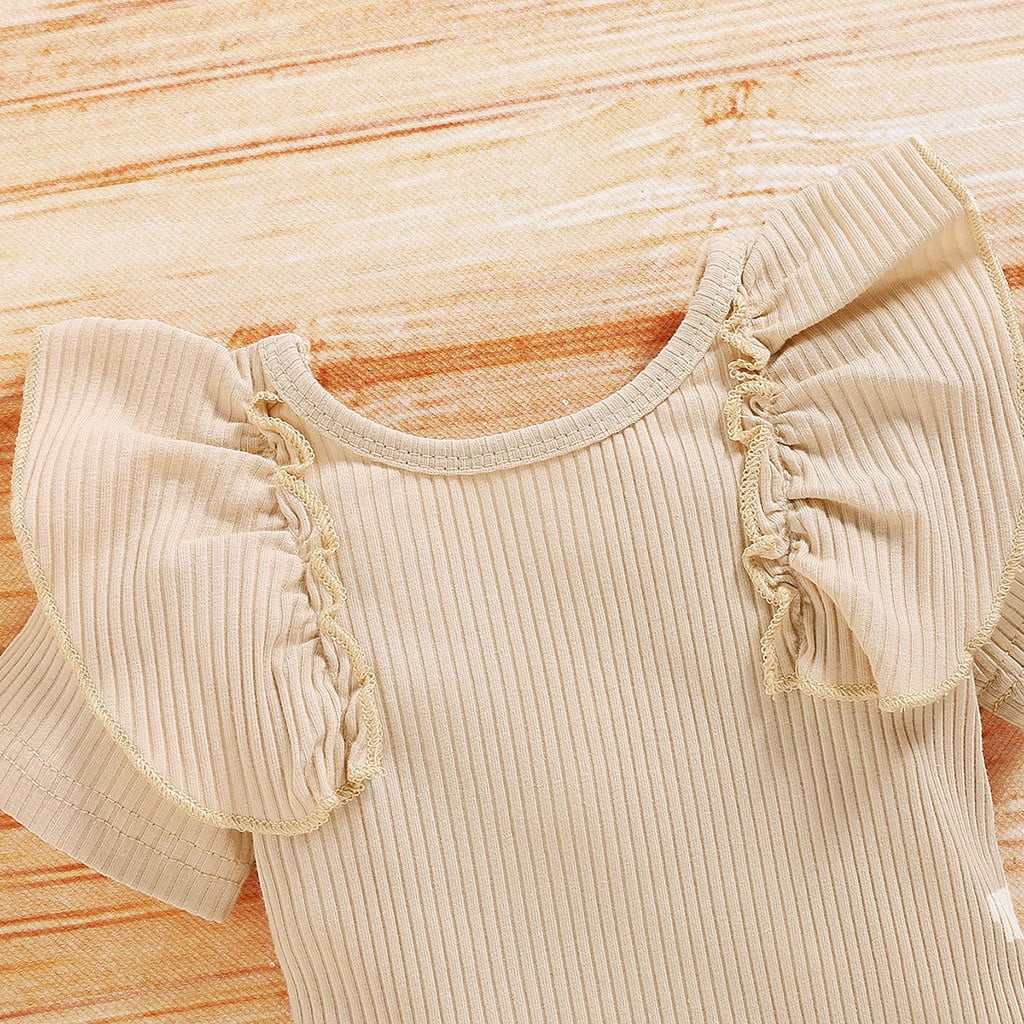 Povozer Baby Outfits Girl Baby Boys Summer Clothes Toddler Newborn Infant Baby Girl Clothes Romper Shorts Set Floral Summer Outfits Cute Baby Clothes Girl Size 18-24 Months,Beige