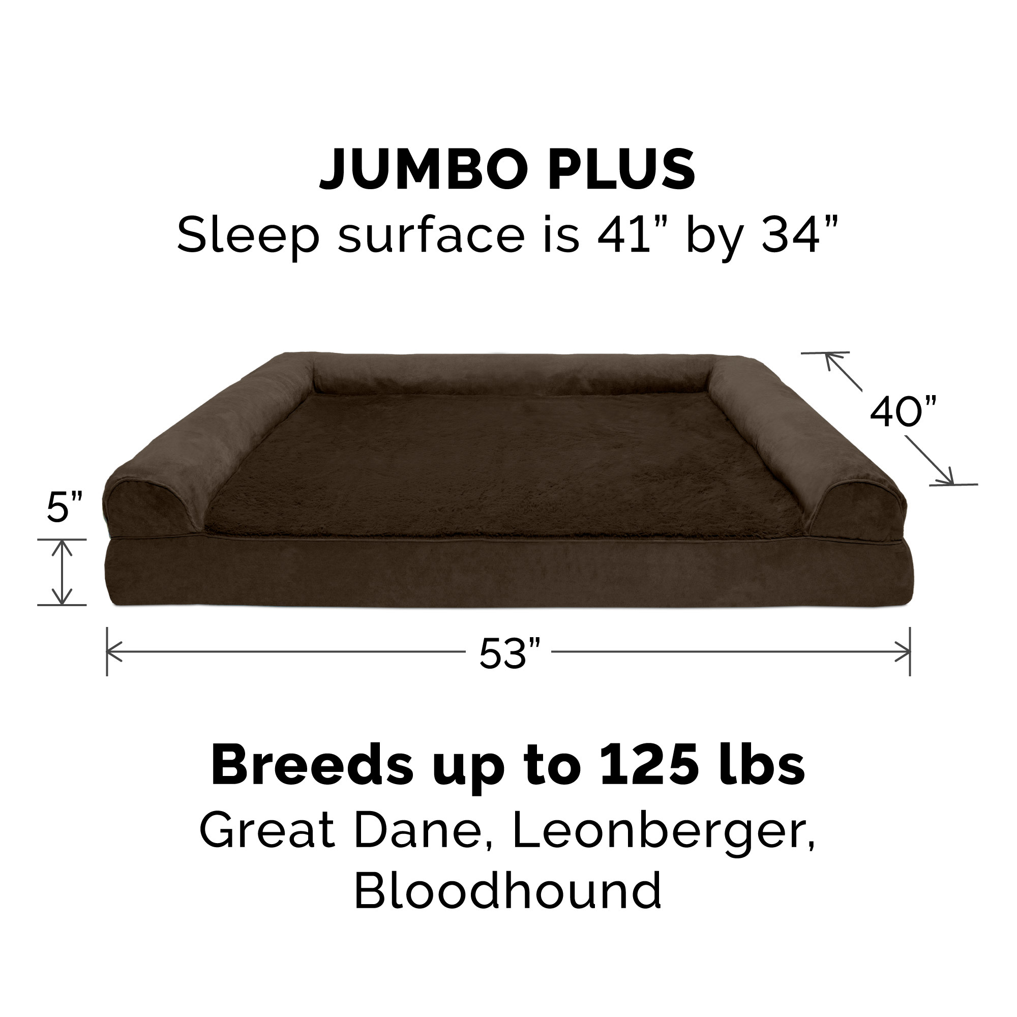 FurHaven Plush & Suede Orthopedic Sofa Pet Bed, Espresso, Jumbo Plus, 1 Count