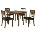 thumbnail image 2 of Rowland Honey Brown 5-piece Dining Set | Contemporary wood dining table with cushioned slat-back chairs, ideal for modern kitchens or dining rooms, 2 of 12
