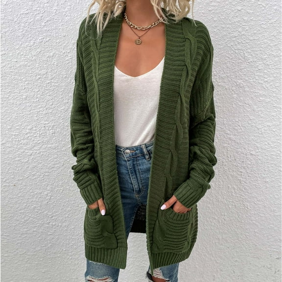 symoid Women's Sweaters- Cardigan Knit Long Sleeve Casual Solid Autumn Sweater Jacket Tops Mint Green S