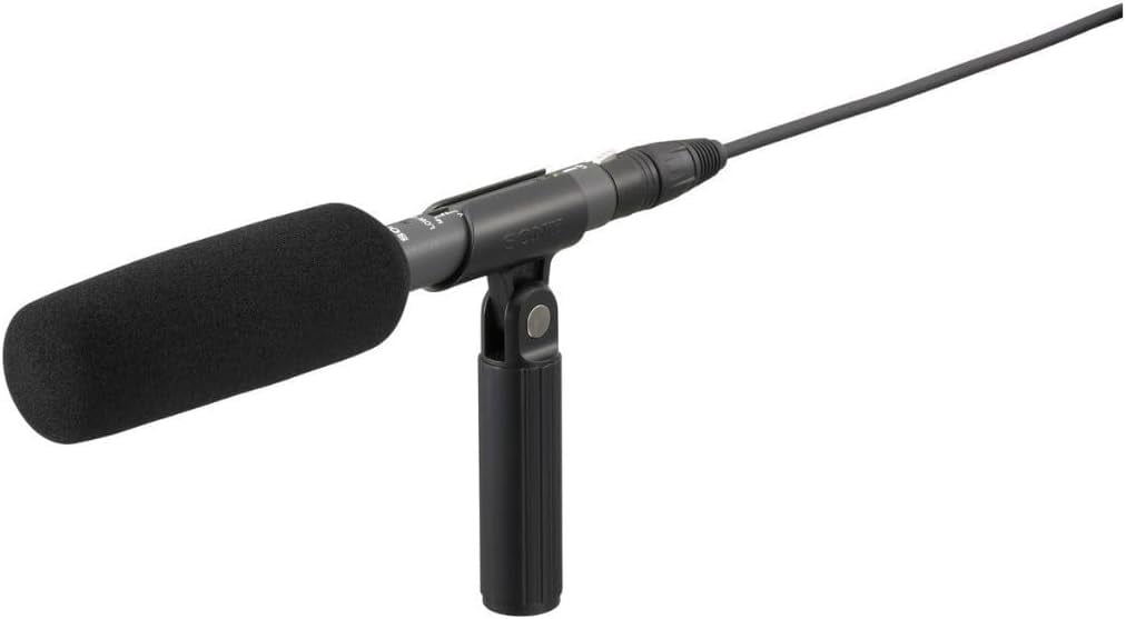 Sony ECM-673 Short Microphone – Lightweight Electret Condenser Mic with XLR Connection – Professional Audio for Broadcast, Interviews, & Field Recording + Cable Ties + Mic Cleaner + More
