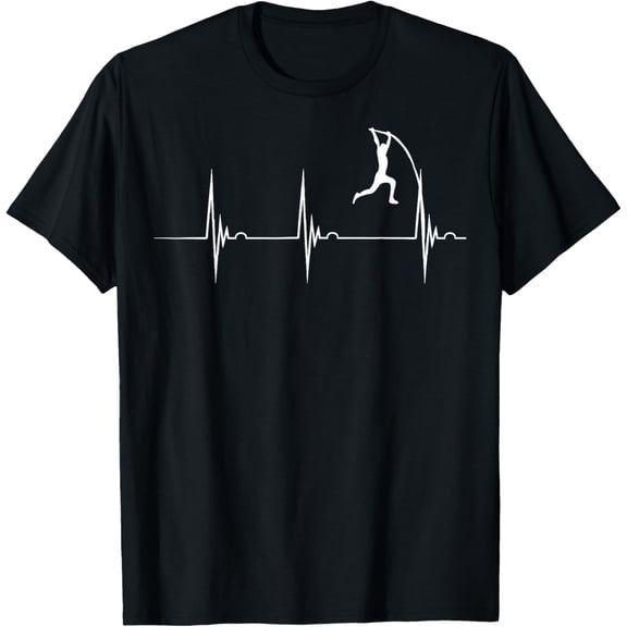 Exquisite and comfortable-Pole Vault Heartbeat EKG Pole Vaulter T-Shirt - Black, Small - Unisex-Kids