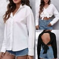 thumbnail image 5 of KIHOUT Women Button Long Sleeve Tops Blouse Shirt Solid Strapless Thin Keep Warm Top, 5 of 5