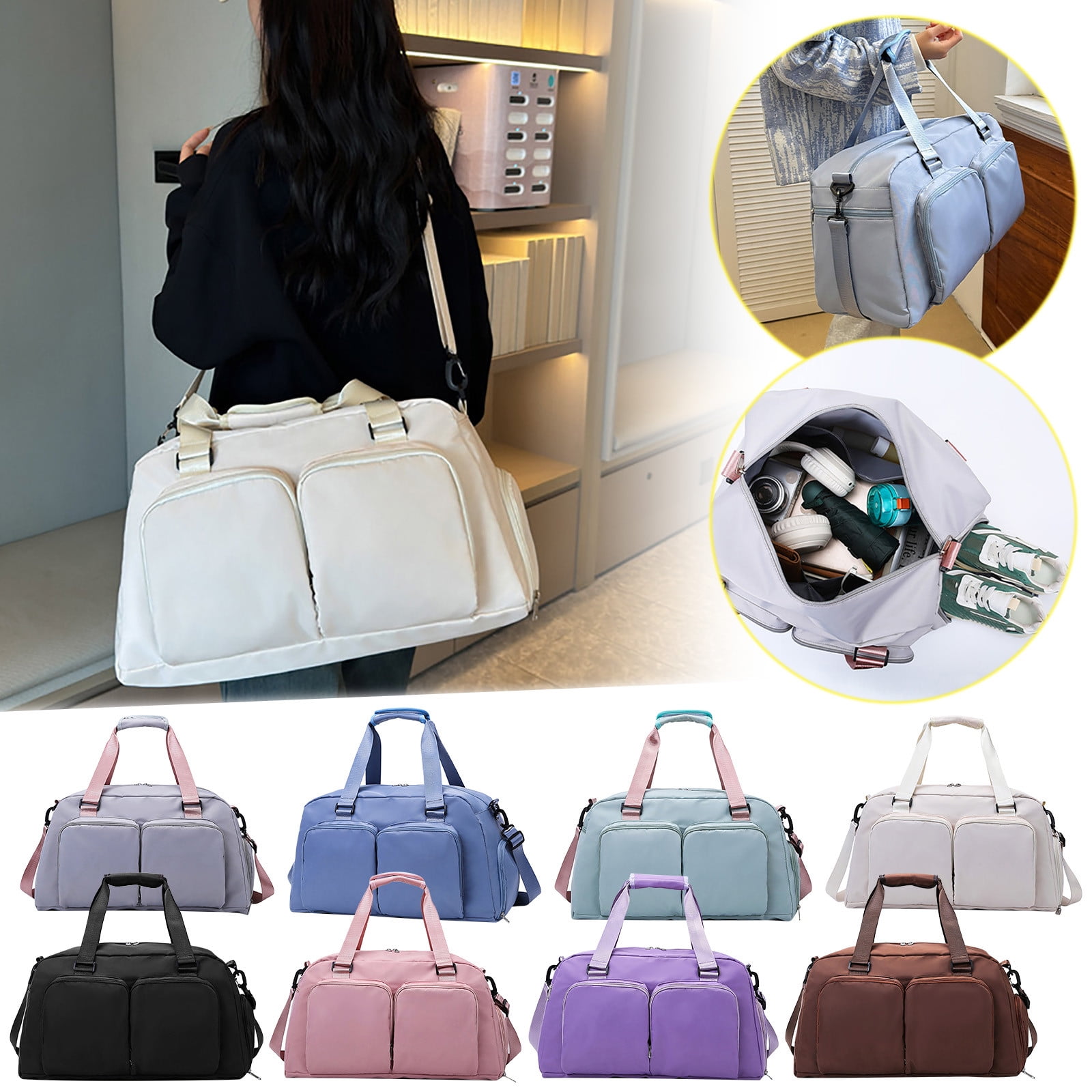 Sac de Sport Imperméable Sac de Week-End de Voyage pour Hommes Femmes Sac de Nuit avec Compartiment à Chaussures