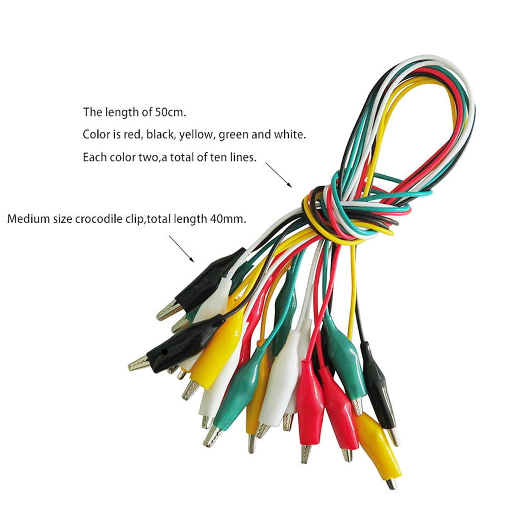EgalBest Cleqee P1025 10pcs Alligator Clips Electrical DIY Test Leads Alligator Double-Ended Test Jumper Wire