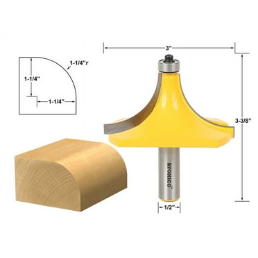Yonico 1" Radius Round Over Router Bit, 1/2" Shank, 1" Cutting Depth ...