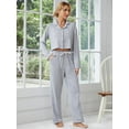 thumbnail image 4 of ebukurty Pajama Sets for Women 2 Piece V-neck Long Sleeve Gray Sleepwear for Autumn and Winter, Sizes S/L-XL, 4 of 7
