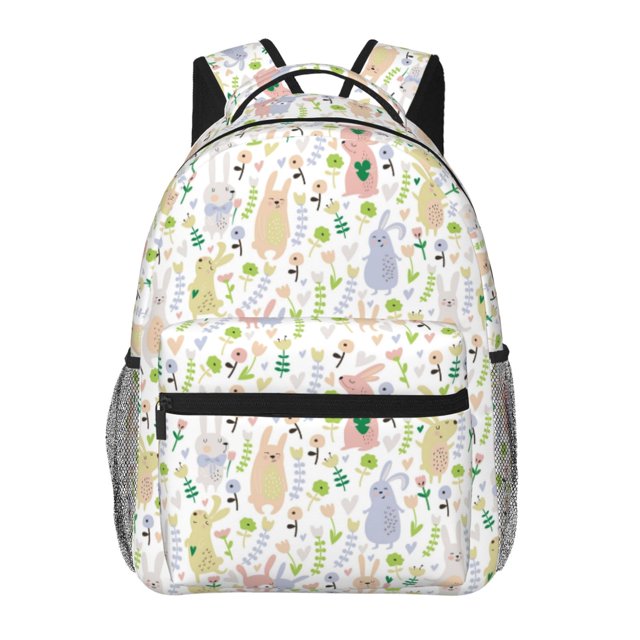 Balery Flower Rabbit Mochila Escolar Impresa, Mochila Ligera para Viajes Casual, Mochila Duradera y Cómoda Multifuncional, Mochila para Laptop-One Size