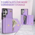 thumbnail image 3 of Phone Case for Samsung Galaxy S23 Ultra 5G Wallet Cell Cover with Credit Card Holder Stand Shoulder Crossbody Strap Long Lanyard Leather S23Ultra 23S S 23 23Ultra 6.8 inch Women Girls Purple, 3 of 11