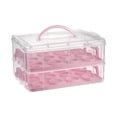 thumbnail image 1 of Solterista de cupcake portador de cupcakes de 2 niveles contiene 24 cupcakes de cupcake almacenamiento de almacenamiento de tope de tope para muffin Rosa, 1 of 8