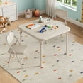thumbnail image 3 of Folding Table and Chairs Set 3pcs/5pcs, PU Cushioned Square Activity Table with Metal Frame, Waterproof Portable Space-Saving for Home Study Daycare Learning Art, 3 of 9
