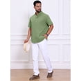 thumbnail image 2 of DARING DIVA Men's Solid Color Stand Collar Short Sleeve Henley Shirts XL Olive Green, 2 of 7