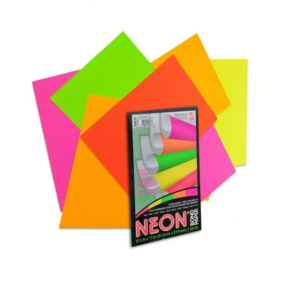 Pacon Array Neon Bond Paper Assorted Colors 24 lb 100/Pk P104331
