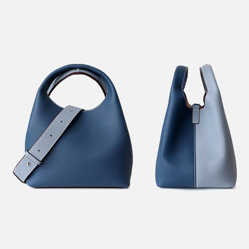 HLSOHJP Small Genuine Leather Crossbody Bags Hobo Purse for Women Shoulder Bucket Bag Luxury Designer Handbag Satchels