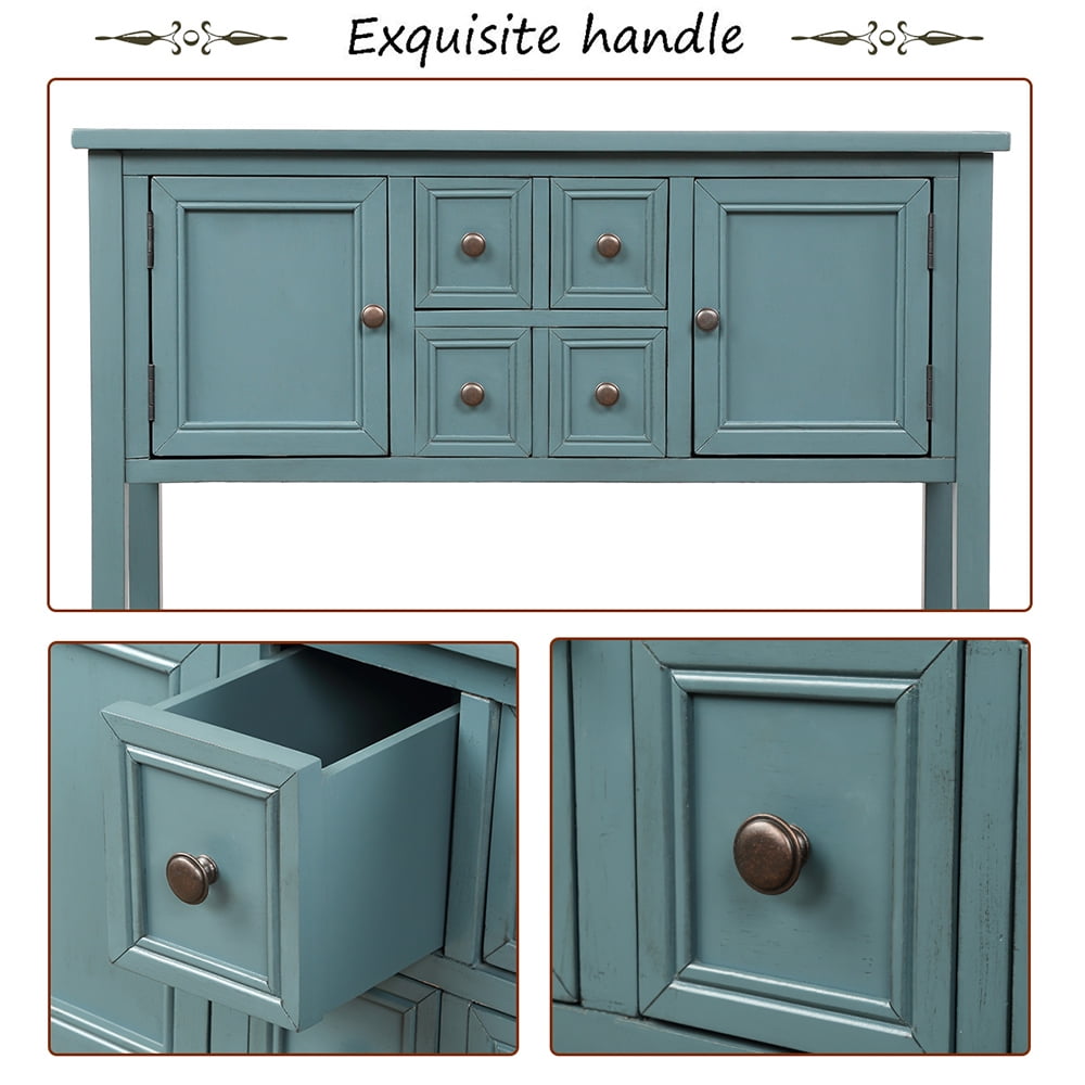Lowestbest 46" Buffet Sideboard Console Table, Console Entryway Table with Bottom Shelf, Storage Cabinet for Kitchen Room, Blue Lowestbest 46" Buffet Sideboard Console Table, Console Entryway Table with Bottom Shelf, Storage Cabinet for Kitchen Room, Blue