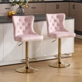 thumbnail image 5 of Velvet Gold Bar Stools Set of 2 Modern Counter Height Bar Stools with Lion Pull Ring Tufted Back, Nailhead Upholstered Barstools for Home Kitchen Island, Swivel Adjustable Stool Chair in Pink, 5 of 9