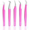 thumbnail image 1 of SIVOTE Pinces à Extensions de Cils pour Cils Classiques et Volume, Lot de 5, Rose, 1 of 7