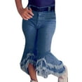 thumbnail image 5 of TAIAOJING Toddler Baby Kids Children Girls Flare Pants Denim Tassel Jeans Pants Trendy Clothes, 4-5 Years, 5 of 7