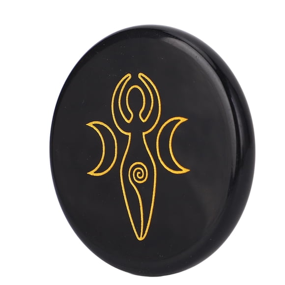 Black Obsidian Stone, Engraved Healing Stone Pocket Palm Stone Obsidian Crystal Polishing Stone for Relaxation Meditation and Yoga
