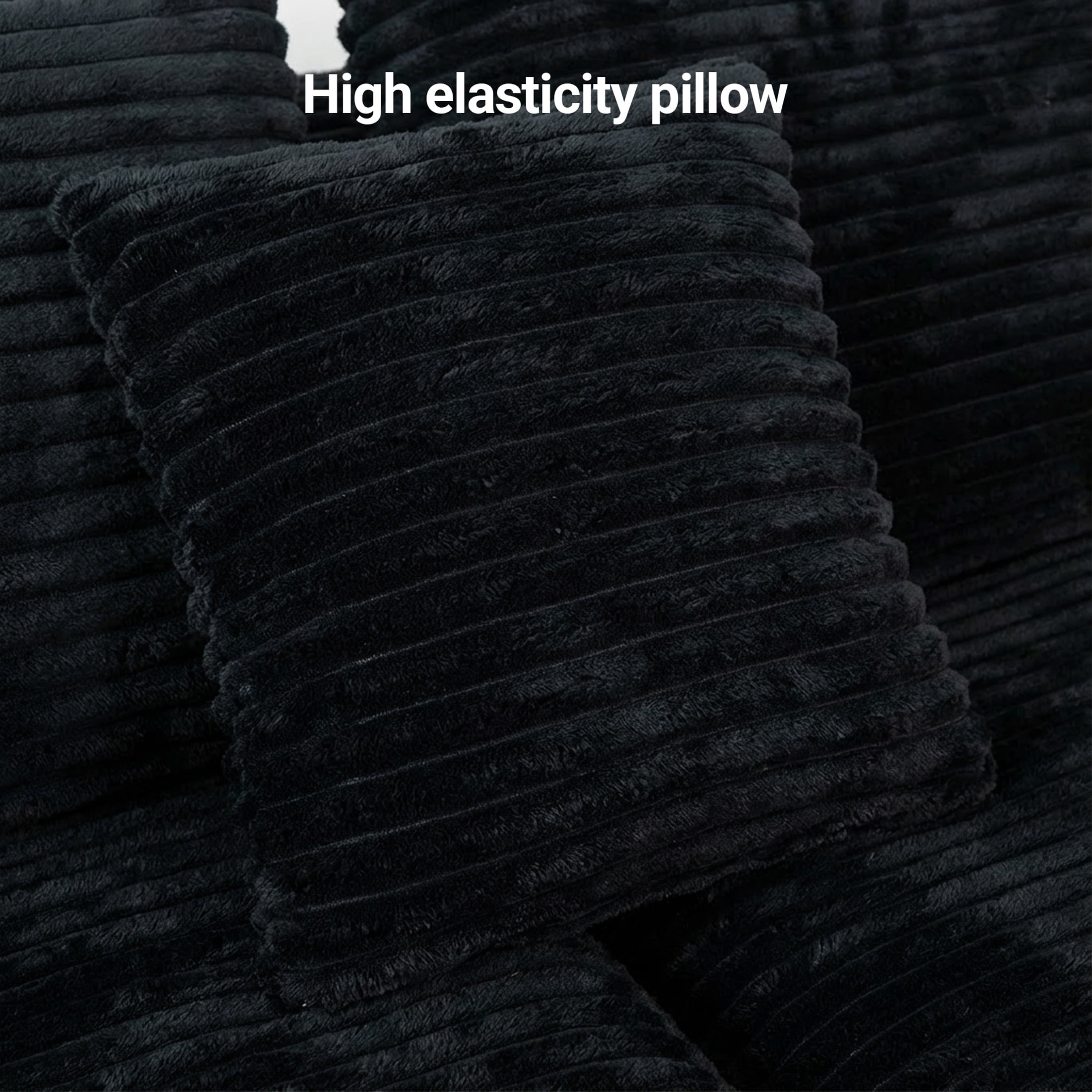 Noble House Quinley 108" Boneless Sponge Cloud Sofa, High-Density Foam Modular Corduroy Sectional, Living Room, Black