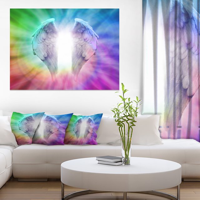 Angel Wings on Rainbow Background - Abstract Canvas Art Print