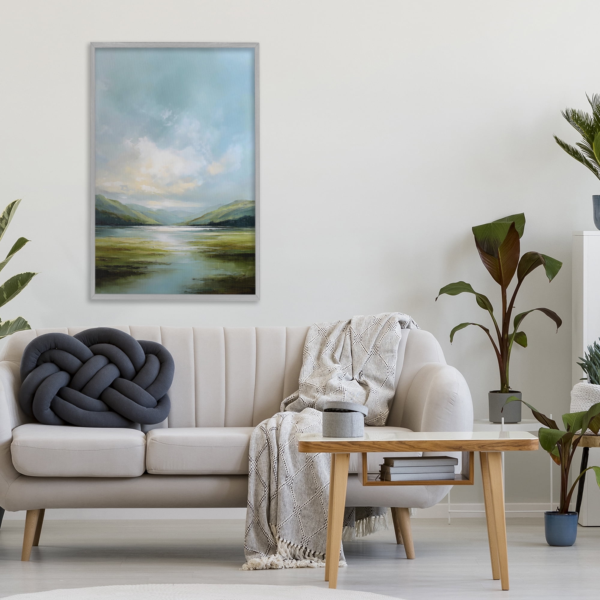 Stupell Industries Here Comes Sun over Valley Gray Framed Giclee Art, design by Petal Prints Design
