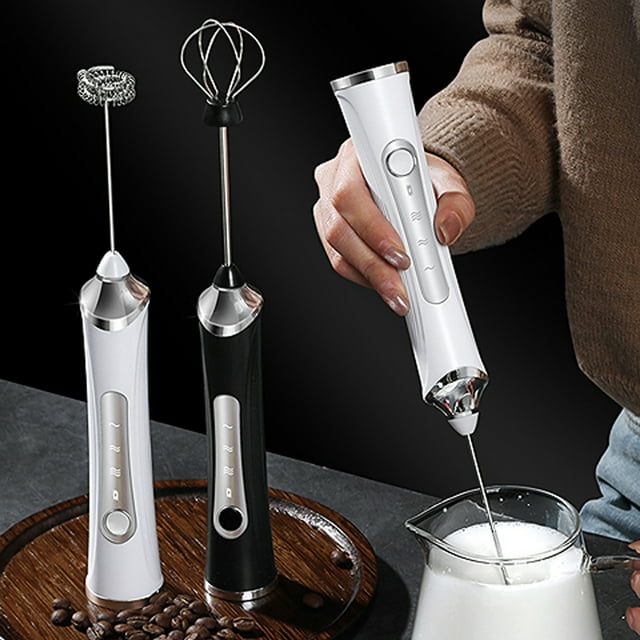 Fiudx Espumador de Leche Portátil, Recargable Por Usb, Varilla de Acero Inoxidable Apto para Uso Alimentario, Funcionamiento con Un Solo Botón, Mezcla Versátil para Sopas, Jugos y Papillas. Incluye B